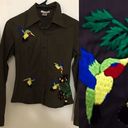Romeo + Juliet Couture Romeo & Juliet Army green stretch button up Birds Photo 1