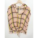 Nicole Miller  Artelier Pink Plaid Tie Front Collared Shirt Women's Size Small S Photo 8