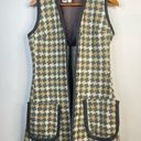 Houndstooth Vintage 60s 70s Patty Woodard Wool  Plaid Long mod Vest womens 10 S M Photo 0