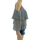 Ten Sixty Sherman  (L) Black White Sheer Gingham Plaid Cold Shoulder Top Photo 20