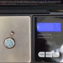 Sterling Silver 925 Signed  Blue Topaz Birthstone Pave Flat Round Pendant 3.2g Photo 10