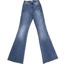 Good American  Good Flare Raw Hem Light Wash Denim Jeans Photo 4