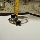 Monet  Signed Black Rhinestone Gold Tone Bangle Bracelet Adjustable Photo 2