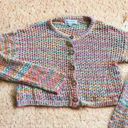 Something Navy cropped multicolored cardigan rainbow open knit Photo 0