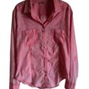 Roxy  Pink Sleeve Lightweight Long / Tab Button Down Shirt Size XL Photo 3