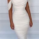 House Of CB  CARLOTTA IVORY RUCHED DRAPED CHIFFON DRESS SZ XS Photo 0