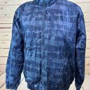 Lavon  Y2K Full Zip Jacket Nylon Medium Vintage 90s Geometric Blue Windbreaker Photo 0