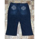 Nine West  Medium Washed Denim Capris Embellished Back Pockets High Rise Size 16 Photo 3