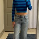 ZARA Two-Toned Blue Long sleeve Crop Top Photo 0