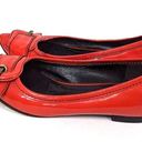 Fendi  Red Leather Point Toe Ballet Flats Buckle Size 35.5 Preowned FLAWS Photo 4