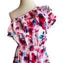 Buddy Love Sophia One Shoulder Dress Pink Floral Size Medium Mini Ruffle Tiered Photo 3