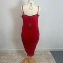 Pretty Little Thing Red Strappy Satin Gathered Midi Dress in Red Photo 9