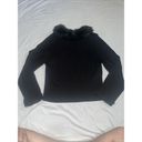 INC  Faux Fur Collar Black Sweater Large Photo 8