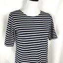 Theory  Women Striped Dress Navy Blue White Moltana‎ Short Sleeve Back Zip Size S Photo 3