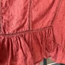 Free People  Top Babydoll Rust Beautiful Dreamer Blouse clay short sleeve flowy Photo 4