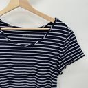 Isabel Maternity  Navy Blue White Striped T-Shirt Midi Dress Women's Size Large L Photo 3