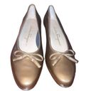 Salvatore Ferragamo Vintage 90s  Boutique Bronze Shoestring Bow Ballet Flat-7.5 Photo 4