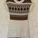 Say What? 𝅺Say What? Tribal Stripe Sweater Knit Tunic Brown Cream Size M Photo 3