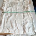 T Tahari  Airflow Ruffle Neck Smocked Sleeveless Top Size Small Oyster White Photo 8