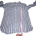 Caslon  LINEN WOMEN BLUE WHITE STRIPED BUTTON DOWN FRONT SHIRT SIZE PETITE SMALL Photo 4