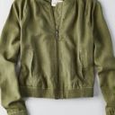 American Eagle  Outfitters Tencel Bomber Jacket in Olive Green Size Large Photo 1