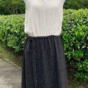 Loft  Polka Dot Black White Easy Wear Ruffle Neck Career Church Dress 6 Photo 0