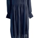 W By Worth WORTH Collection Georgette Pintuck Peasant Dress New Navy Blue Midi Ruffle 6 NWT Photo 0