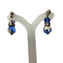 Swavorski Blue Swarovski Crystal drop Earrings round crystals silver rhinestone rondelle Photo 1