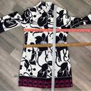 T Tahari  Tokyo Rose Calypso Floral Trench Coat Black White Pink Small Photo 12