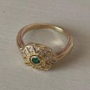 Madewell NWOT  gold toned cubic zicronia ring with emerald green CZ stone Photo 1