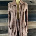 Rena Rowan 90s Orange Knit  Long Zip-Up Collared Cardigan Sweater Size Small Photo 3