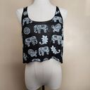 Papaya Black/White Boho Elephant Cropped Tank Top, Women's Small Photo 6