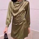 ZARA Satin Green Dress Photo 0