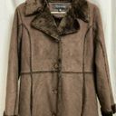 Anne Klein  Brown Faux Suede & Fur Overcoat Photo 2