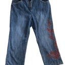 INC Denim Floral Jeans Blue Size 16W Photo 0