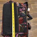 Hand Beaded Floral Botanical Tote Handbag Black Made in India Photo 4