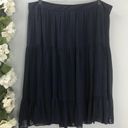 Giorgio Armani  Navy Ruffle Pleated Silk Skirt Sz 8 Photo 2