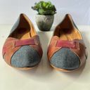 Fossil  Blue Canvas Pointed Toe Flat Womens Shoes Size 9 Leather Strips Photo 22