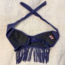 The Bikini Lab Navy Fringe Bikini Top from  Photo 57