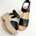 Frye  and Co Amber Espadrille Platform Wedge Sandals Black Leather Women's 6 Photo 0