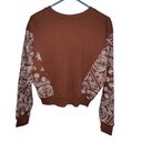 belle du jour  Women Size XS Block Print Pullover Sweatshirt Brown Paisley Boho Photo 2