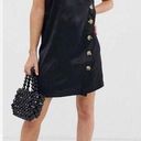 River Island  ASOS black side button satin slip dress size U.S. 6 Photo 0