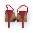 Bebe  ᪥ Katie Straw Platform Slingback Heeled Sandals ᪥ Red Leather ᪥ Size 6M ᪥ Photo 11