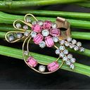 GF Vintage STAR-ART 1/20 12K  Art Deco Pink Flower Rhinestones Pendant Brooch Photo 2