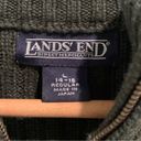 Lands'End Lands’ End Green Chunky Cable Knit Zip Up Mock Neck Sweater L 14-16 Regular Photo 3