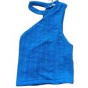 ZARA NWT  womens Size L cut out one shoulder cable knit Blue crop top Photo 8