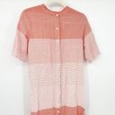 ONIA  Womens Cotton Lagenlook Renee Striped Button Front Shirt Dress Size S Coral Photo 3