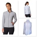 prAna  Womens Silver Jaquard Reeve Athletic Jacket Size L Full Zip Gray Pockets Photo 12