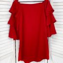 Nanette Lepore  Red Riding Hood Off The Shoulder Shift Dress Red Tiered Sleeve 6 Photo 10