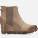 Sorel  Joan Of Arctic Wedge II Leather Chelsea Boots Ash Brown Tan Size 7.5 Photo 0